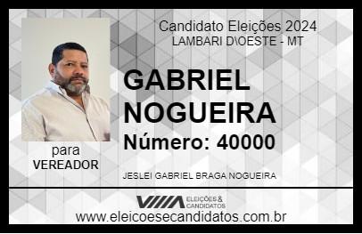 Candidato GABRIEL NOGUEIRA 2024 - LAMBARI D\OESTE - Eleições