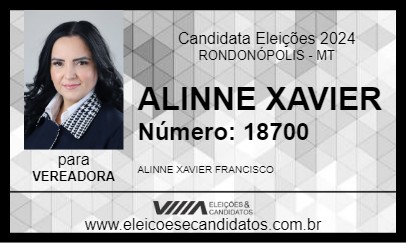 Candidato ALINNE XAVIER   2024 - RONDONÓPOLIS - Eleições