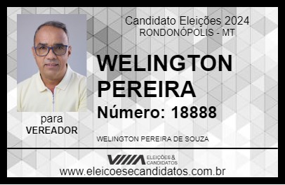 Candidato WELINGTON PEREIRA 2024 - RONDONÓPOLIS - Eleições