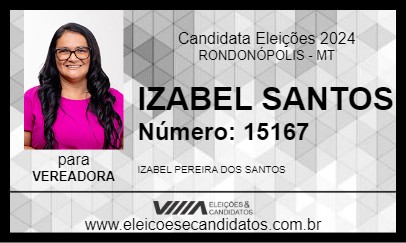 Candidato IZABEL SANTOS 2024 - RONDONÓPOLIS - Eleições