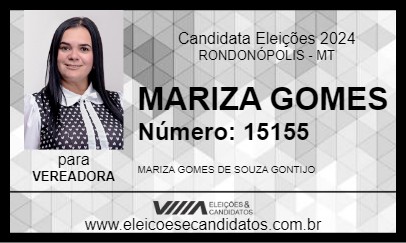 Candidato MARIZA GOMES 2024 - RONDONÓPOLIS - Eleições