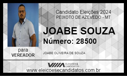 Candidato JOABE  SOUZA 2024 - PEIXOTO DE AZEVEDO - Eleições