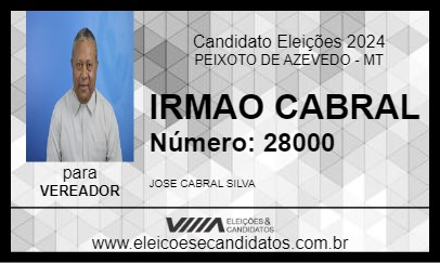 Candidato IRMAO CABRAL 2024 - PEIXOTO DE AZEVEDO - Eleições