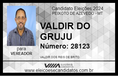 Candidato VALDIR DO GRUJU 2024 - PEIXOTO DE AZEVEDO - Eleições