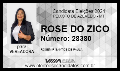 Candidato ROSE DO ZICO 2024 - PEIXOTO DE AZEVEDO - Eleições