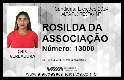 Candidato ROSILDA DA ASSOCIAÇÃO 2024 - ALTA FLORESTA - Eleições