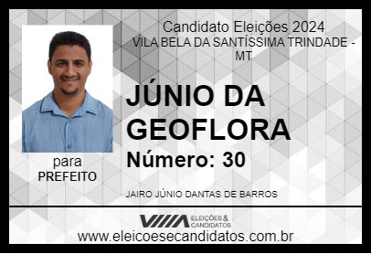 Candidato JÚNIO DA GEOFLORA 2024 - VILA BELA DA SANTÍSSIMA TRINDADE - Eleições