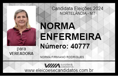 Candidato NORMA ENFERMEIRA 2024 - NORTELÂNDIA - Eleições