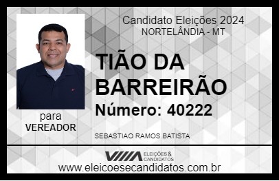 Candidato TIÃO DA BARREIRÃO 2024 - NORTELÂNDIA - Eleições