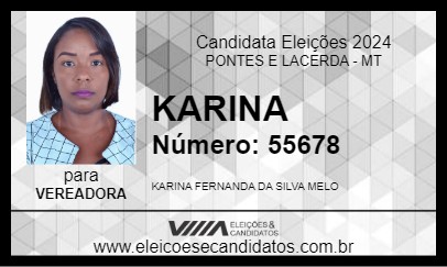 Candidato KARINA 2024 - PONTES E LACERDA - Eleições