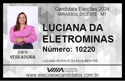 Candidato LUCIANA DA ELETROMINAS 2024 - MIRASSOL D\OESTE - Eleições