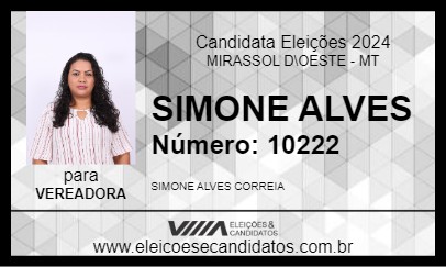 Candidato SIMONE ALVES 2024 - MIRASSOL D\OESTE - Eleições