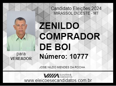 Candidato ZENILDO COMPRADOR DE BOI 2024 - MIRASSOL D\OESTE - Eleições