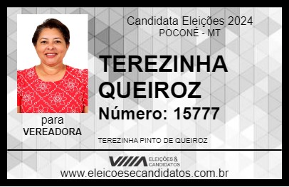 Candidato TEREZINHA QUEIROZ 2024 - POCONÉ - Eleições