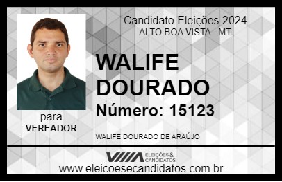 Candidato WALIFE DOURADO 2024 - ALTO BOA VISTA - Eleições