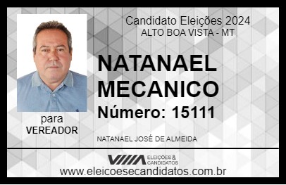 Candidato NATANAEL MECANICO 2024 - ALTO BOA VISTA - Eleições