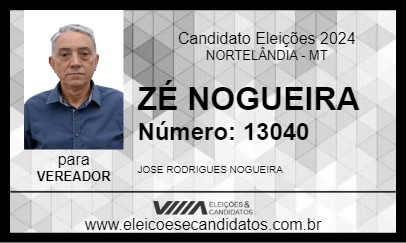 Candidato ZÉ NOGUEIRA 2024 - NORTELÂNDIA - Eleições