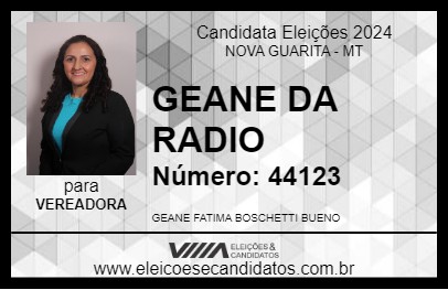 Candidato GEANE DA RADIO 2024 - NOVA GUARITA - Eleições