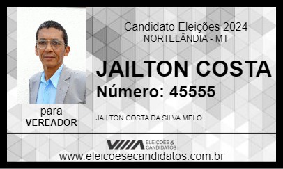 Candidato JAILTON COSTA 2024 - NORTELÂNDIA - Eleições