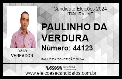 Candidato PAULINHO DA VERDURA 2024 - ITIQUIRA - Eleições