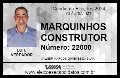 Candidato MARQUINHOS CONSTRUTOR 2024 - CLÁUDIA - Eleições