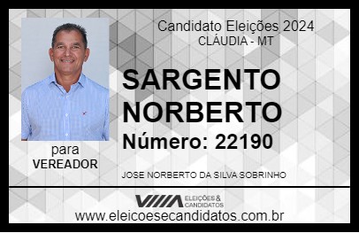 Candidato SARGENTO NORBERTO 2024 - CLÁUDIA - Eleições