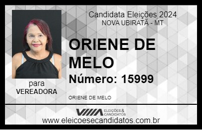 Candidato ORIENE DE MELO 2024 - NOVA UBIRATÃ - Eleições