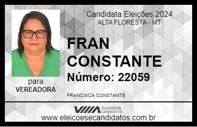 Candidato FRAN CONSTANTE 2024 - ALTA FLORESTA - Eleições