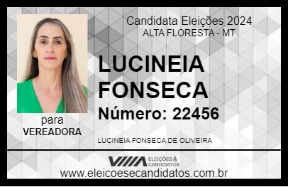 Candidato LUCINEIA FONSECA 2024 - ALTA FLORESTA - Eleições