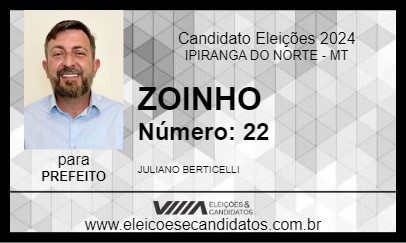 Candidato ZOINHO 2024 - IPIRANGA DO NORTE - Eleições