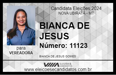 Candidato BIANCA DE JESUS 2024 - NOVA UBIRATÃ - Eleições