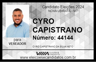 Candidato CYRO CAPISTRANO 2024 - NOVA UBIRATÃ - Eleições