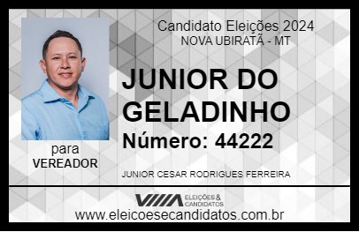 Candidato JUNIOR DO GELADINHO 2024 - NOVA UBIRATÃ - Eleições