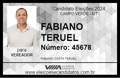 Candidato FABIANO TERUEL 2024 - CAMPO VERDE - Eleições