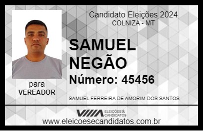 Candidato SAMUEL NEGÃO 2024 - COLNIZA - Eleições