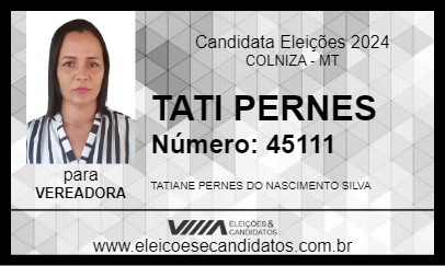 Candidato TATI PERNES 2024 - COLNIZA - Eleições