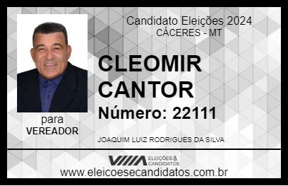 Candidato CLEOMIR CANTOR 2024 - CÁCERES - Eleições