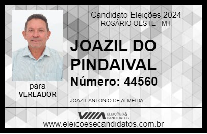 Candidato JOAZIL DO PINDAIVAL 2024 - ROSÁRIO OESTE - Eleições