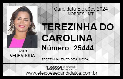 Candidato TEREZINHA DO CAROLINA 2024 - NOBRES - Eleições