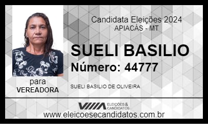 Candidato SUELI BASILIO 2024 - APIACÁS - Eleições