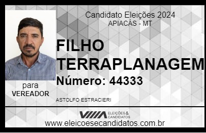 Candidato FILHO TERRAPLANAGEM 2024 - APIACÁS - Eleições