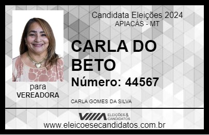 Candidato CARLA DO BETO 2024 - APIACÁS - Eleições