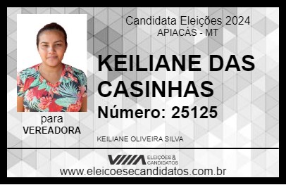 Candidato KEILIANE DAS CASINHAS  2024 - APIACÁS - Eleições