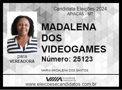 Candidato MADALENA DOS VIDEOGAMES 2024 - APIACÁS - Eleições