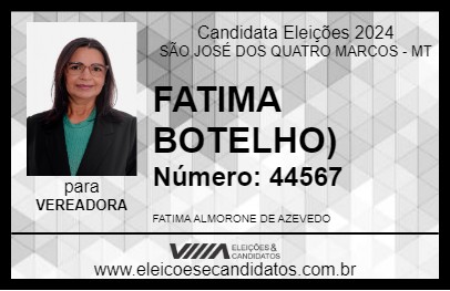 Candidato FATIMA BOTELHO)  2024 - SÃO JOSÉ DOS QUATRO MARCOS - Eleições