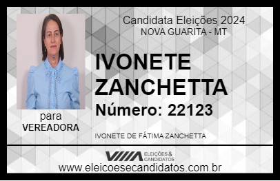 Candidato IVONETE  ZANCHETTA 2024 - NOVA GUARITA - Eleições