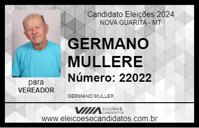 Candidato GERMANO MULLERE 2024 - NOVA GUARITA - Eleições