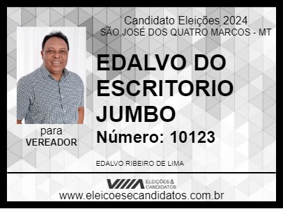 Candidato EDALVO DO ESCRITORIO JUMBO 2024 - SÃO JOSÉ DOS QUATRO MARCOS - Eleições