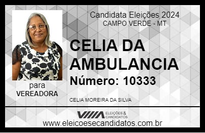 Candidato CELIA DA AMBULANCIA 2024 - CAMPO VERDE - Eleições