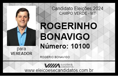 Candidato ROGERINHO BONAVIGO 2024 - CAMPO VERDE - Eleições